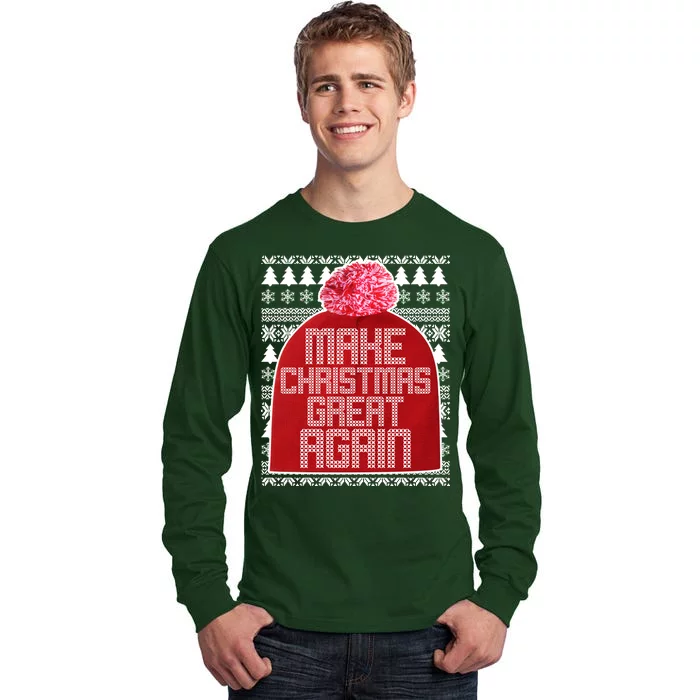 Make Christmas Great Again Ugly Christmas Sweater Design Tall Long Sleeve T-Shirt