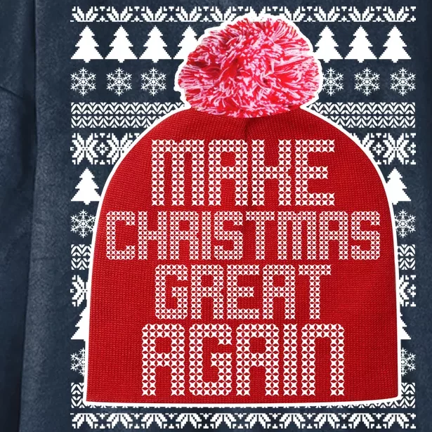 Make Christmas Great Again Ugly Christmas Sweater Design Hooded Wearable Blanket