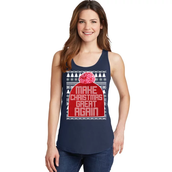 Make Christmas Great Again Ugly Christmas Sweater Design Ladies Essential Tank