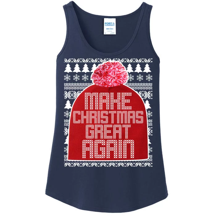 Make Christmas Great Again Ugly Christmas Sweater Design Ladies Essential Tank