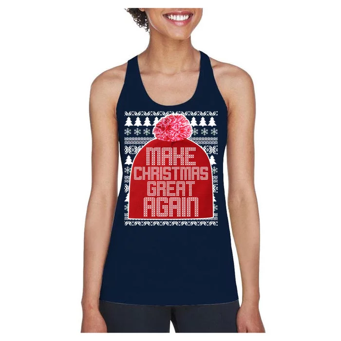 Make Christmas Great Again Ugly Christmas Sweater Design Women's Racerback Tank