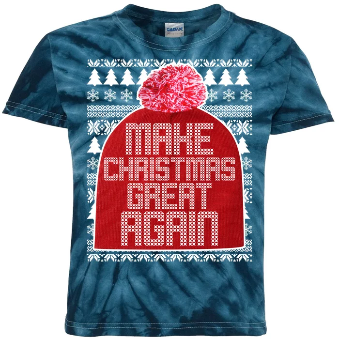 Make Christmas Great Again Ugly Christmas Sweater Design Kids Tie-Dye T-Shirt