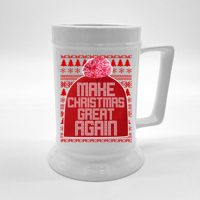 Make Christmas Great Again Ugly Christmas Sweater Design Front & Back Beer Stein