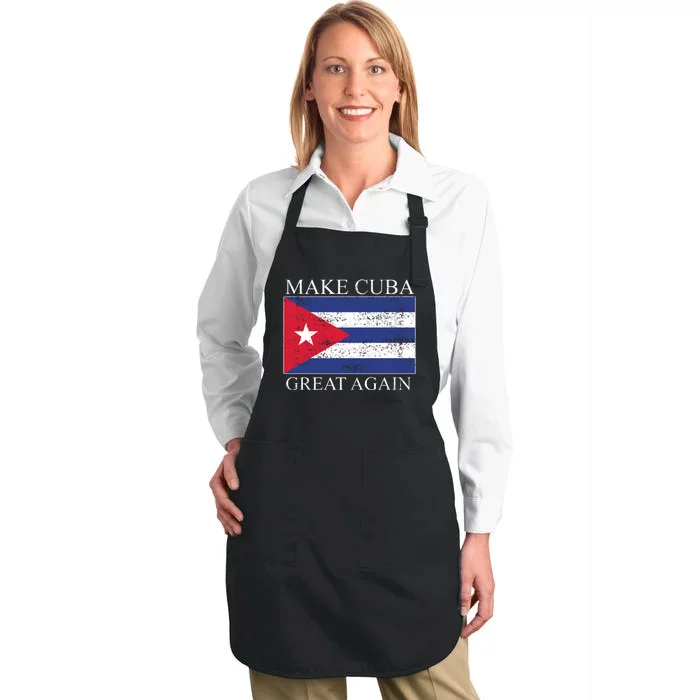 Make Cuba Great Again Cuban Flag Full-Length Apron With Pocket