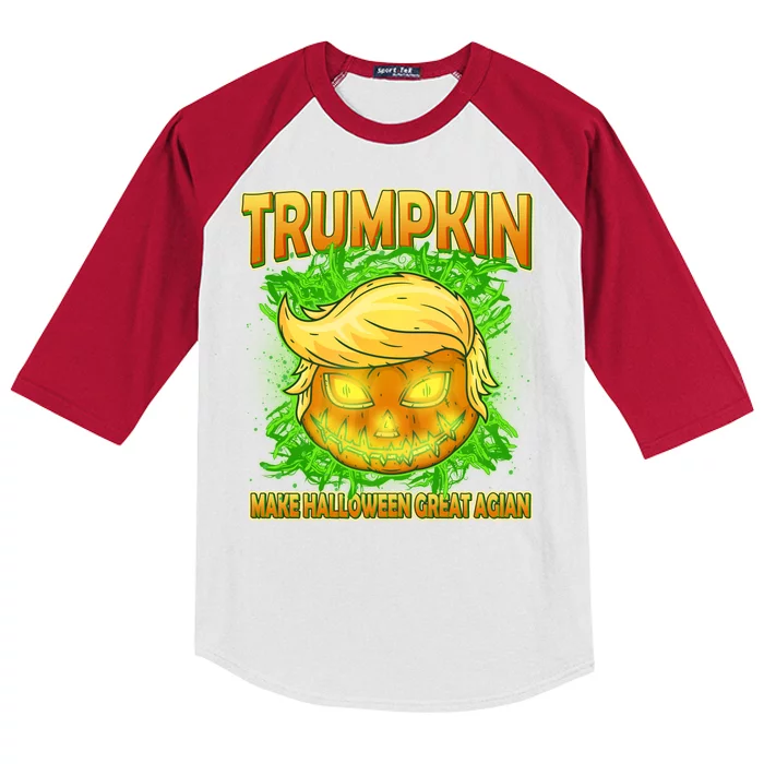 Make Halloween Great Again Trumpkin Kids Colorblock Raglan Jersey