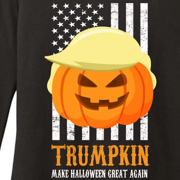 Make Halloween Great Again Trumpkin USA Flag Womens CVC Long Sleeve Shirt