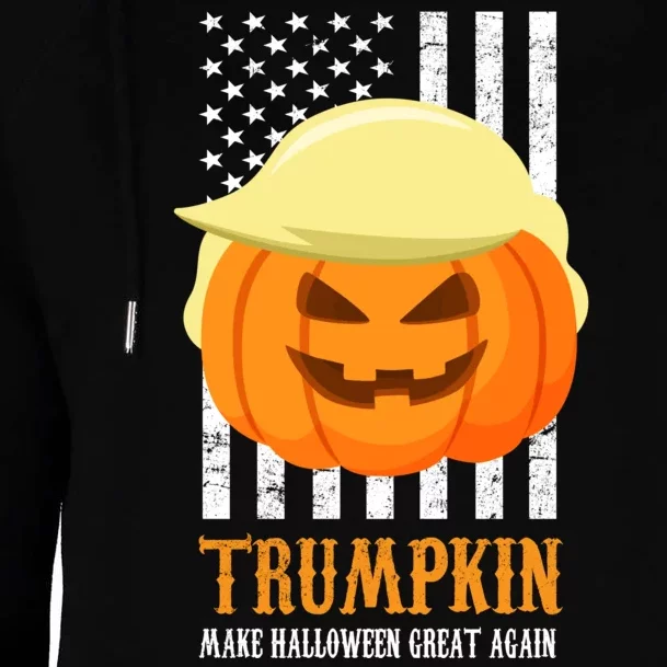 Make Halloween Great Again Trumpkin USA Flag Womens Funnel Neck Pullover Hood