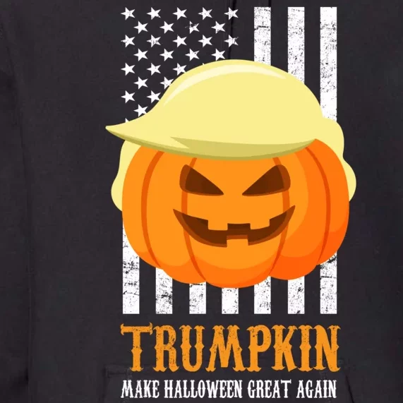 Make Halloween Great Again Trumpkin USA Flag Premium Hoodie