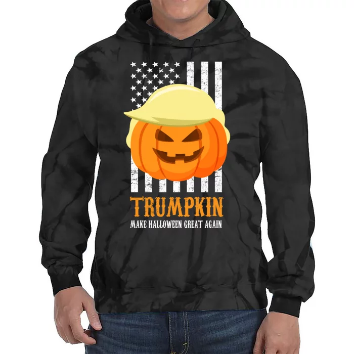 Make Halloween Great Again Trumpkin USA Flag Tie Dye Hoodie