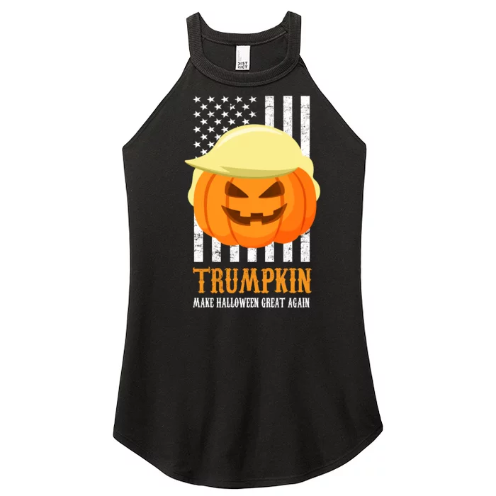 Make Halloween Great Again Trumpkin USA Flag Women’s Perfect Tri Rocker Tank