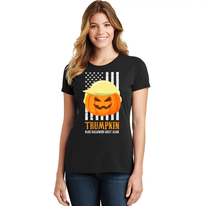 Make Halloween Great Again Trumpkin USA Flag Women's T-Shirt