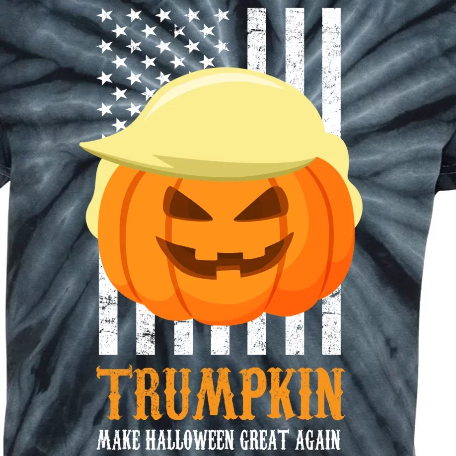 Make Halloween Great Again Trumpkin USA Flag Kids Tie-Dye T-Shirt