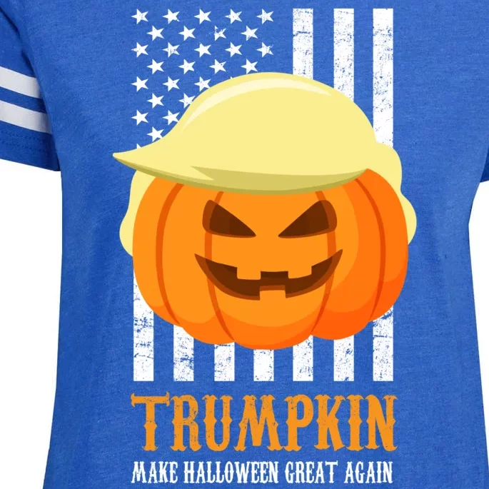 Make Halloween Great Again Trumpkin USA Flag Enza Ladies Jersey Football T-Shirt