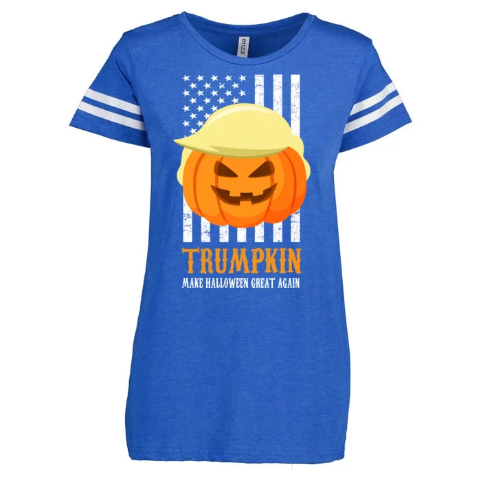 Make Halloween Great Again Trumpkin USA Flag Enza Ladies Jersey Football T-Shirt