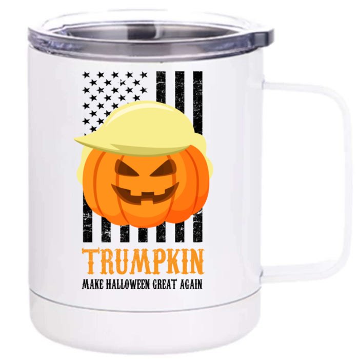 Make Halloween Great Again Trumpkin USA Flag Front & Back 12oz Stainless Steel Tumbler Cup