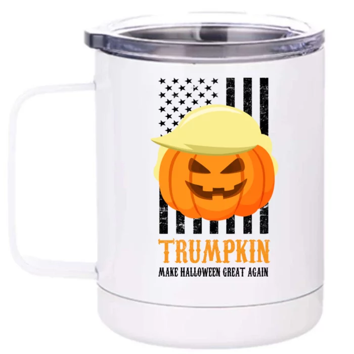 Make Halloween Great Again Trumpkin USA Flag Front & Back 12oz Stainless Steel Tumbler Cup