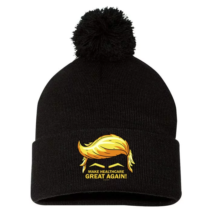 Make Health Care Great Again Trump Pom Pom 12in Knit Beanie