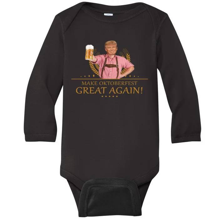 Make Oktoberfest Great Again Donald Trump Baby Long Sleeve Bodysuit