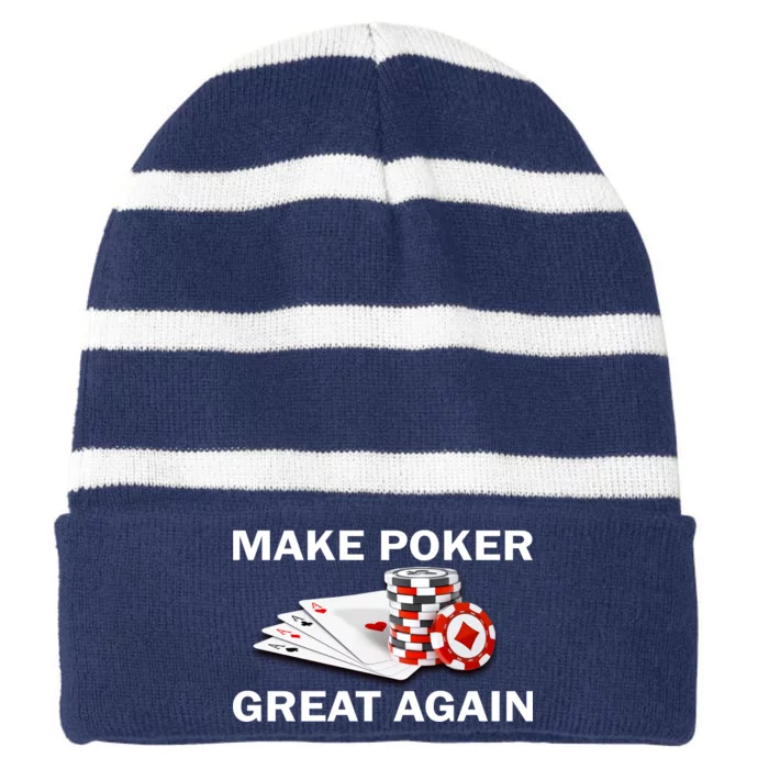 Make Poker Great Again Striped Beanie with Solid Band