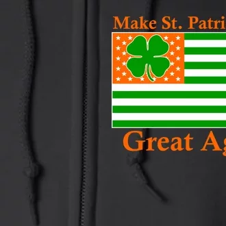 Make St. Patrick's Day Great Again! Irish America USA Clover Flag Full Zip Hoodie