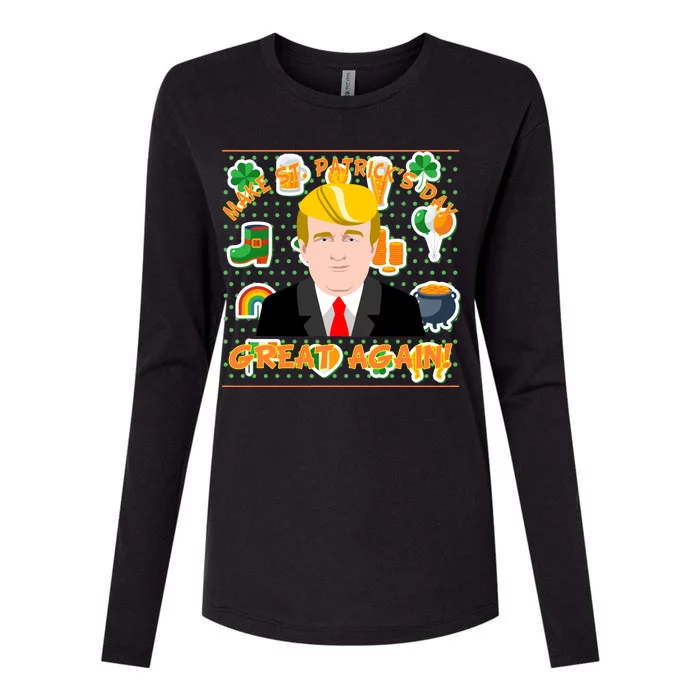 Make St. Patrick's Day Great Again President Donald Trump Womens Cotton Relaxed Long Sleeve T-Shirt