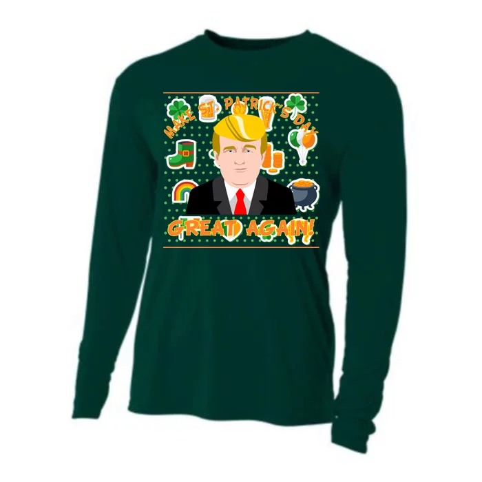 Make St. Patrick's Day Great Again President Donald Trump Cooling Performance Long Sleeve Crew