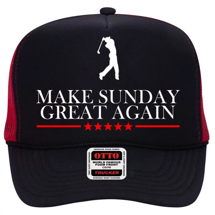 Make Sunday Great Again Golfing High Crown Mesh Trucker Hat