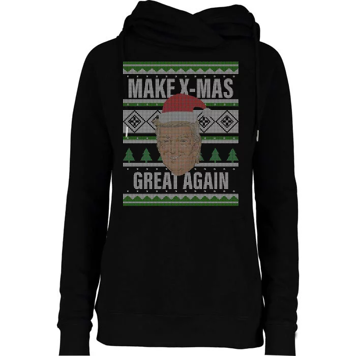 Make X-Mas Great Again Ugly Christmas Womens Funnel Neck Pullover Hood