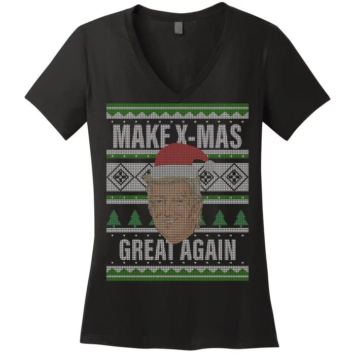 Make X-Mas Great Again Ugly Christmas Women's V-Neck T-Shirt