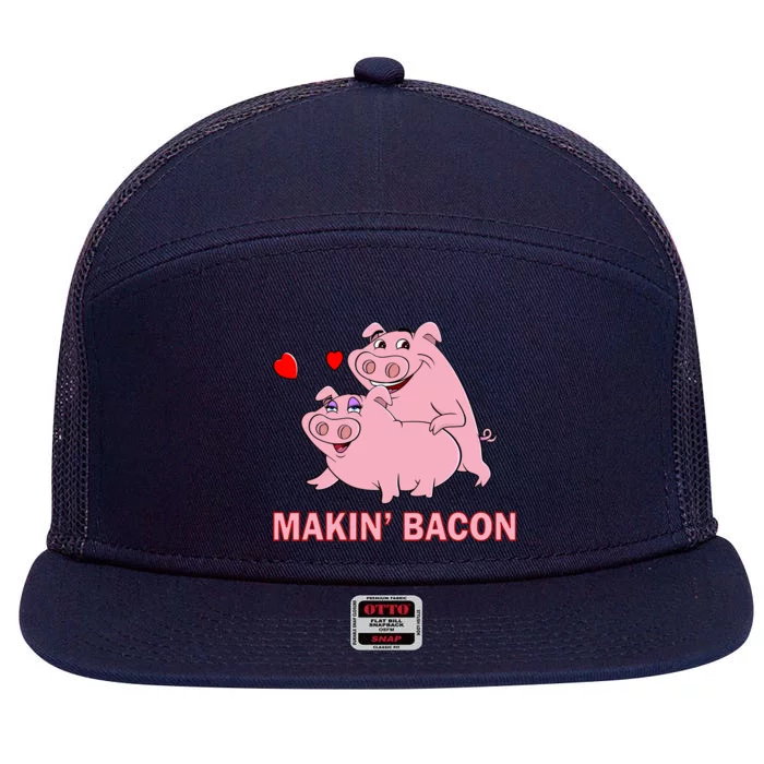 Makin' Bacon Pigs In Love 7 Panel Mesh Trucker Snapback Hat