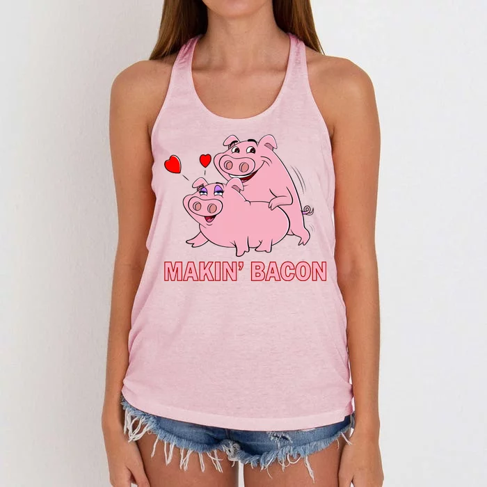 Makin' Bacon Pigs In Love Women's Knotted Racerback Tank