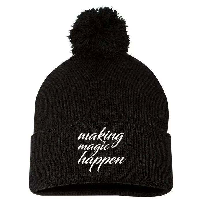 Making Magic Happen Pom Pom 12in Knit Beanie