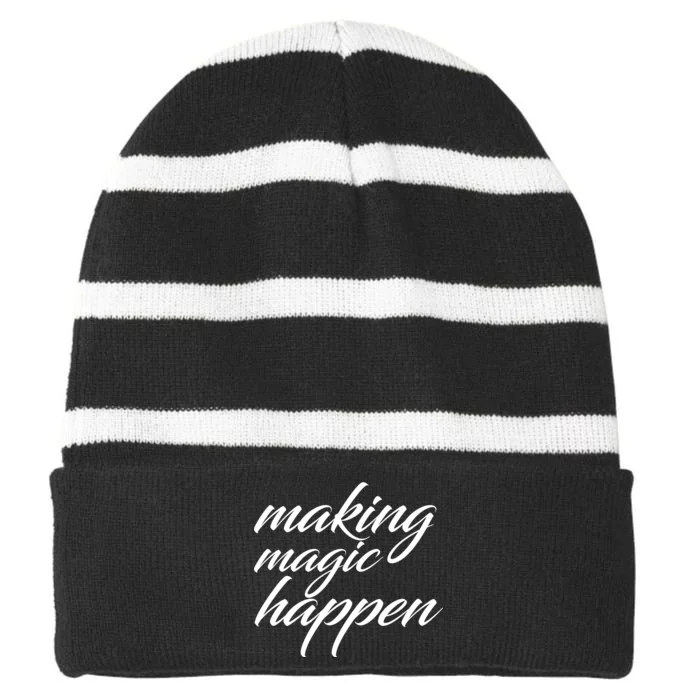 Making Magic Happen Striped Beanie with Solid Band