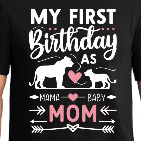 Mom And Lioness And Cub My First Birthday As A Mom Gift Pajama Set