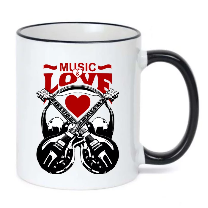 Music And Love Guitars Black Color Changing Mug