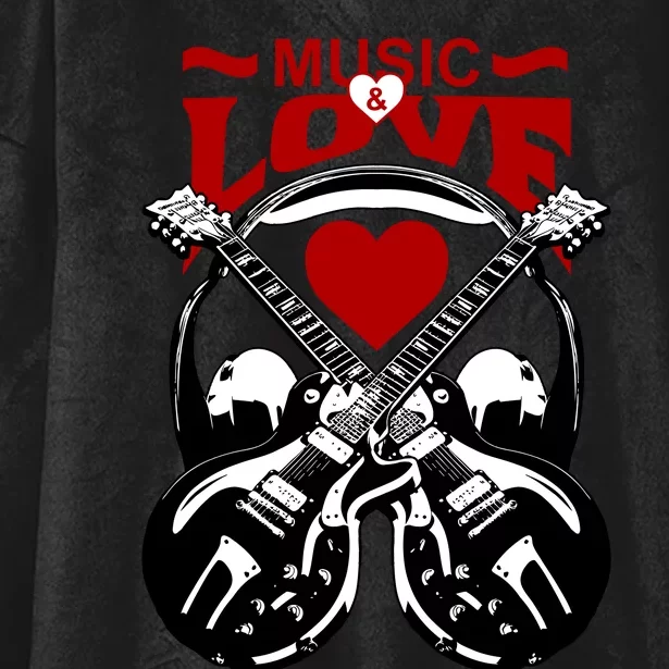 Music And Love Guitars Hooded Wearable Blanket