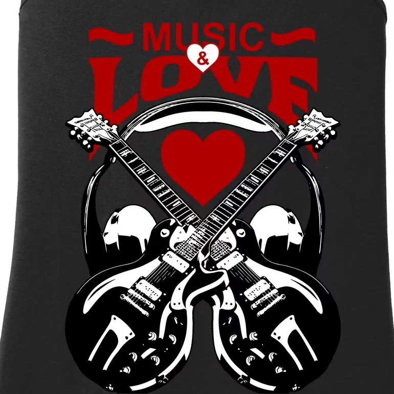 Music And Love Guitars Ladies Essential Tank