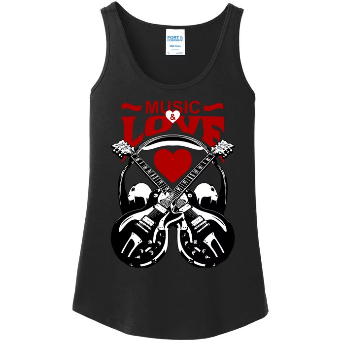 Music And Love Guitars Ladies Essential Tank