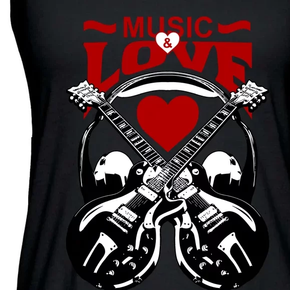 Music And Love Guitars Ladies Essential Flowy Tank