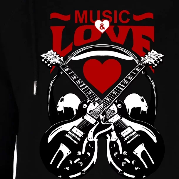 Music And Love Guitars Womens Funnel Neck Pullover Hood