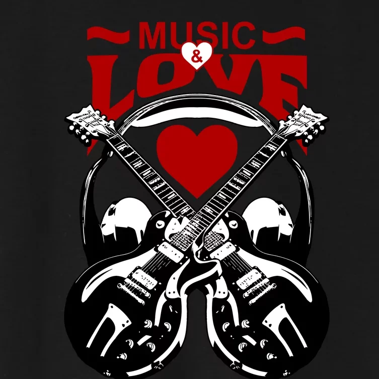 Music And Love Guitars Women's Crop Top Tee