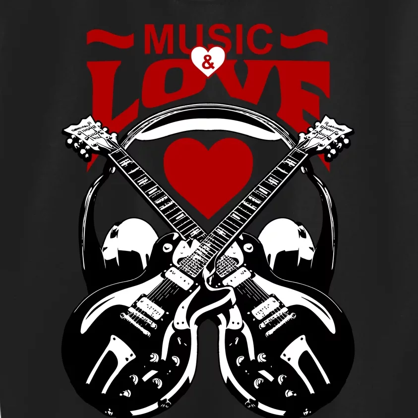 Music And Love Guitars Kids Sweatshirt