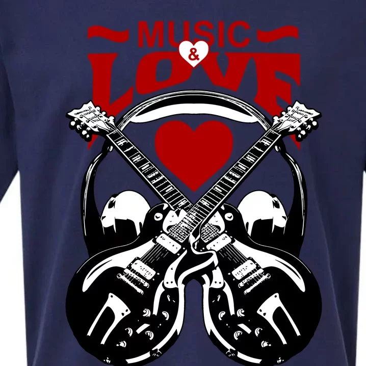 Music And Love Guitars Sueded Cloud Jersey T-Shirt