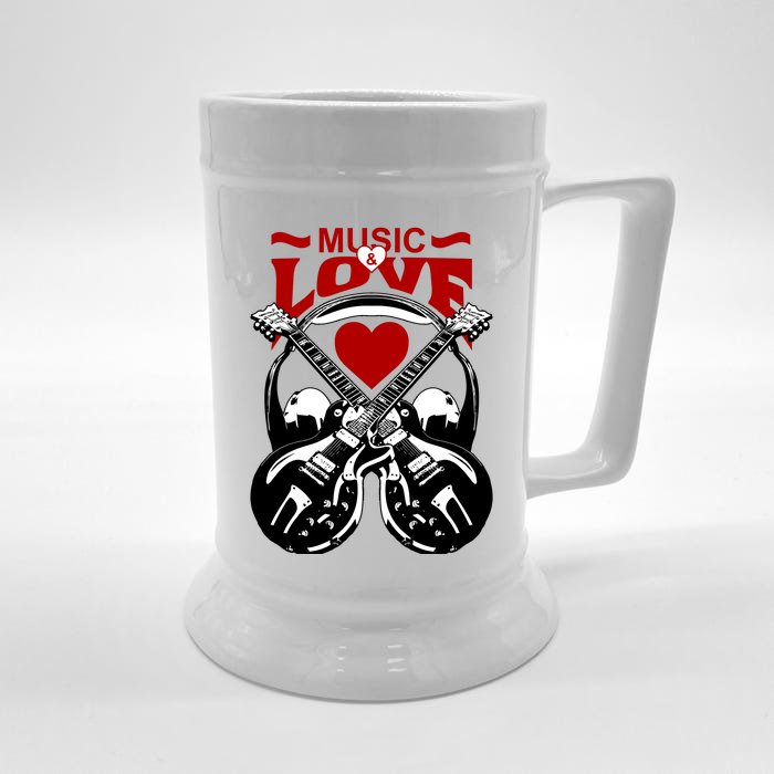 Music And Love Guitars Front & Back Beer Stein