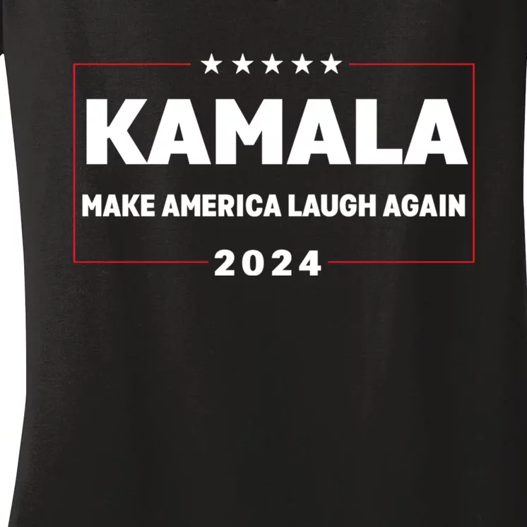 Make America Laugh Again American Flag 2024 Women's V-Neck T-Shirt