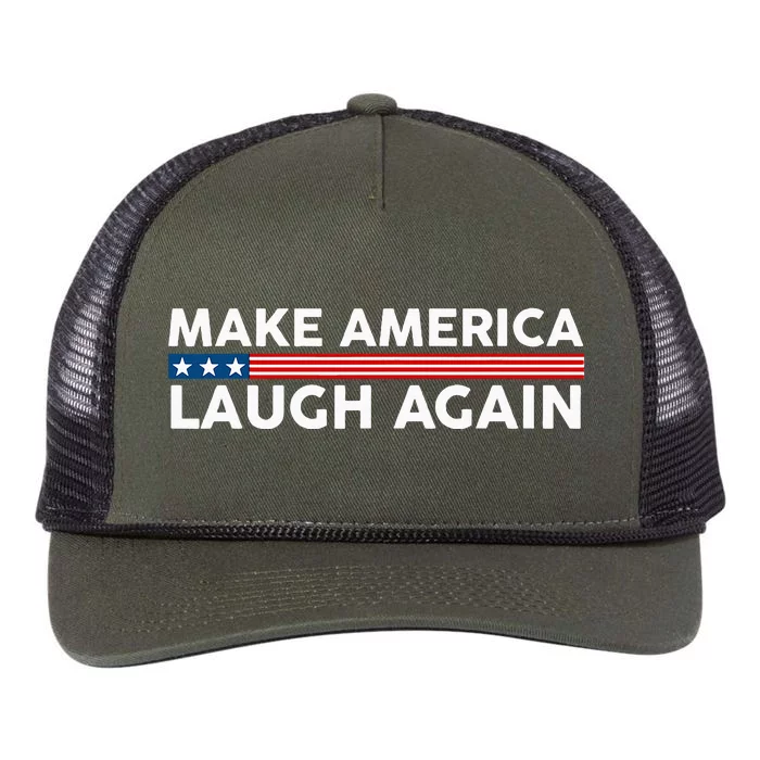 Make America Laugh Again American Flag Election 2024 Retro Rope Trucker Hat Cap