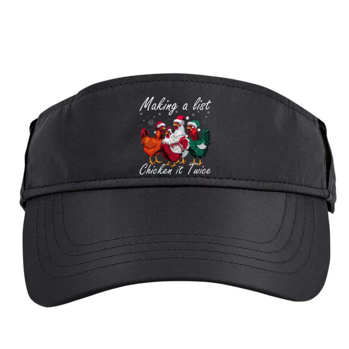 Making A List Chicken It Twice Funny Chicken Santa Hat Xmas Adult Drive Performance Visor