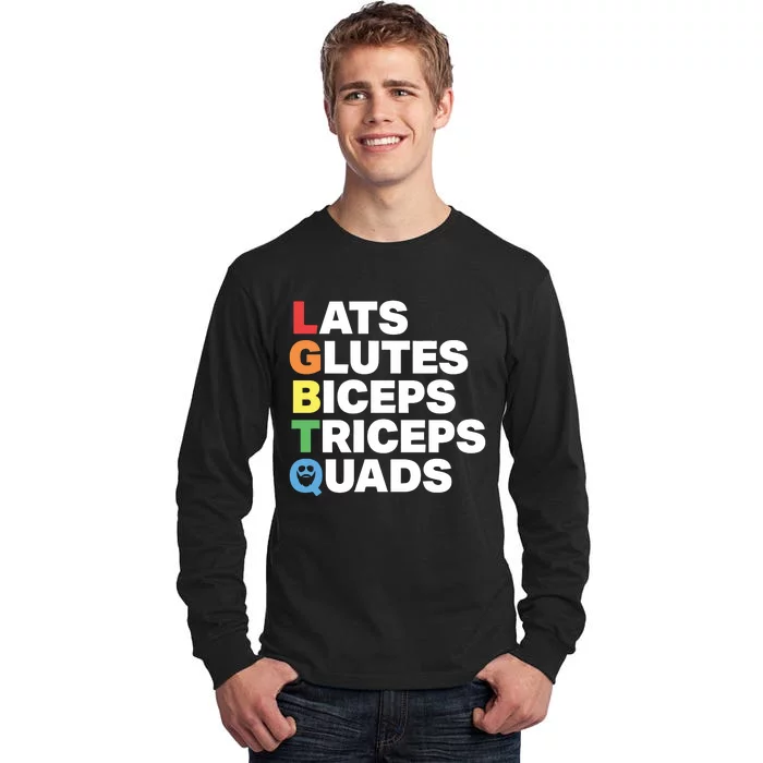 Muscle Alphabet Lats Glutes Biceps Triceps Quads Lgbtq Tall Long Sleeve T-Shirt