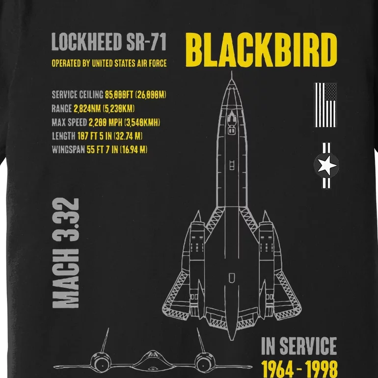 Military Aircraft Lockheed Sr71 Blackbird Usaf Premium T-Shirt