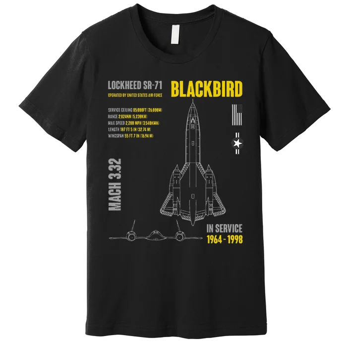 Military Aircraft Lockheed Sr71 Blackbird Usaf Premium T-Shirt